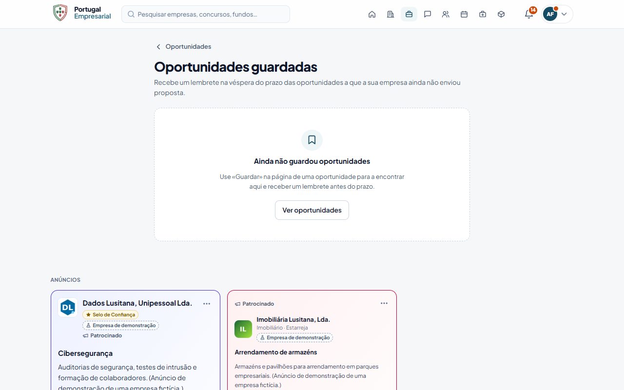 As oportunidades guardadas.
